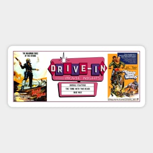 Drive-In Double Feature - Mad Max & The Thing with Two Heads Sticker